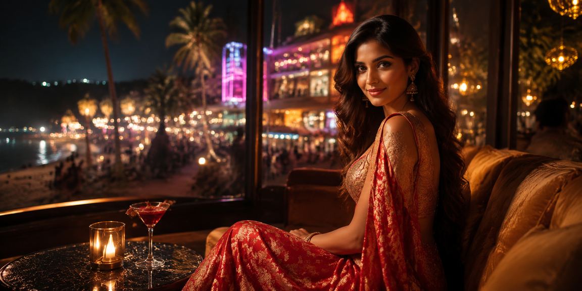 Women playing Teen Patti on mobile devices during festive entertainment in Goa