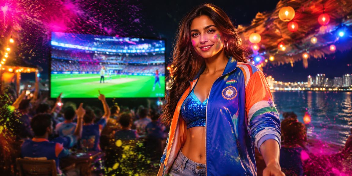 Mobile user enjoying cricket betting during Holi festival in India