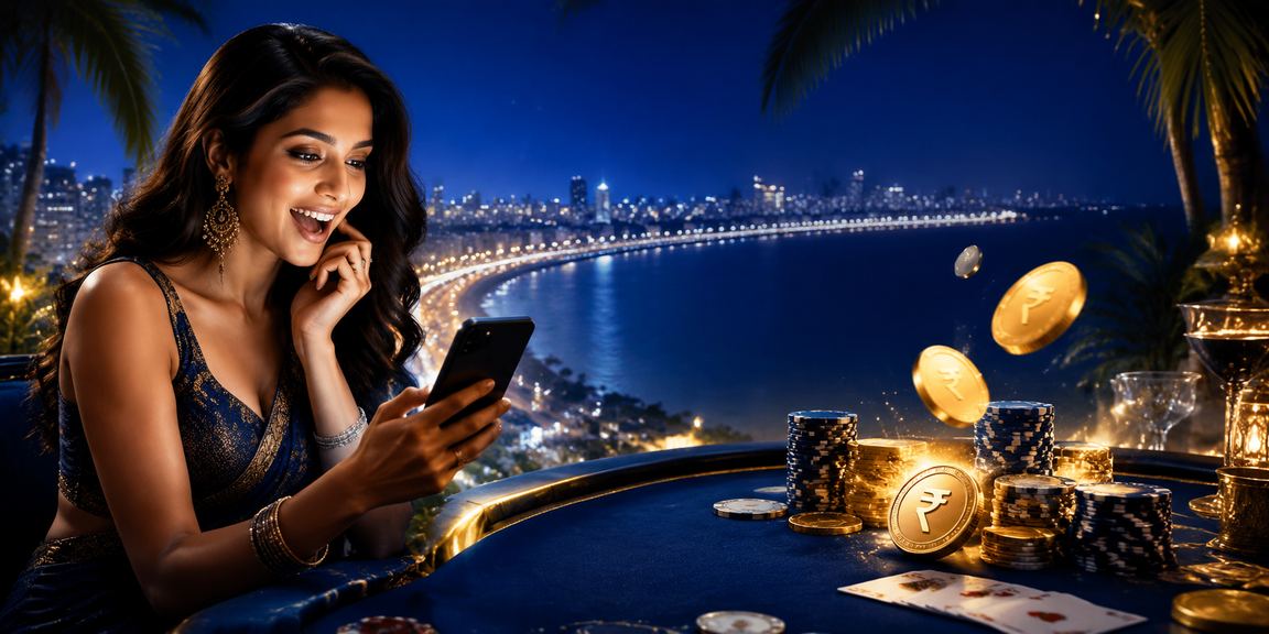 Mumbai Marine Drive poker game scene depicting rupee currency